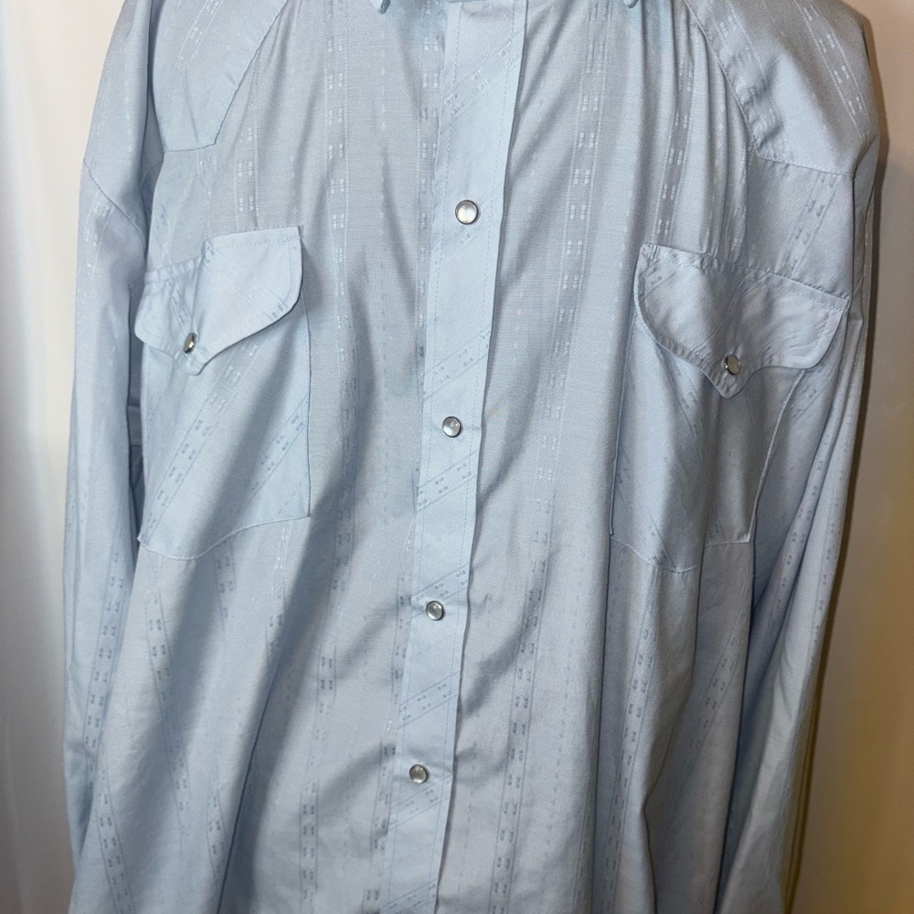 Vintage Western Blue Pearl Snap Shirt XLT - Picture 2 of 9